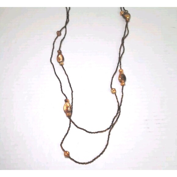 Faux Amber Extra Long Beaded Necklace Fashion Jewelry 70" Costume - Picture 5 of 6